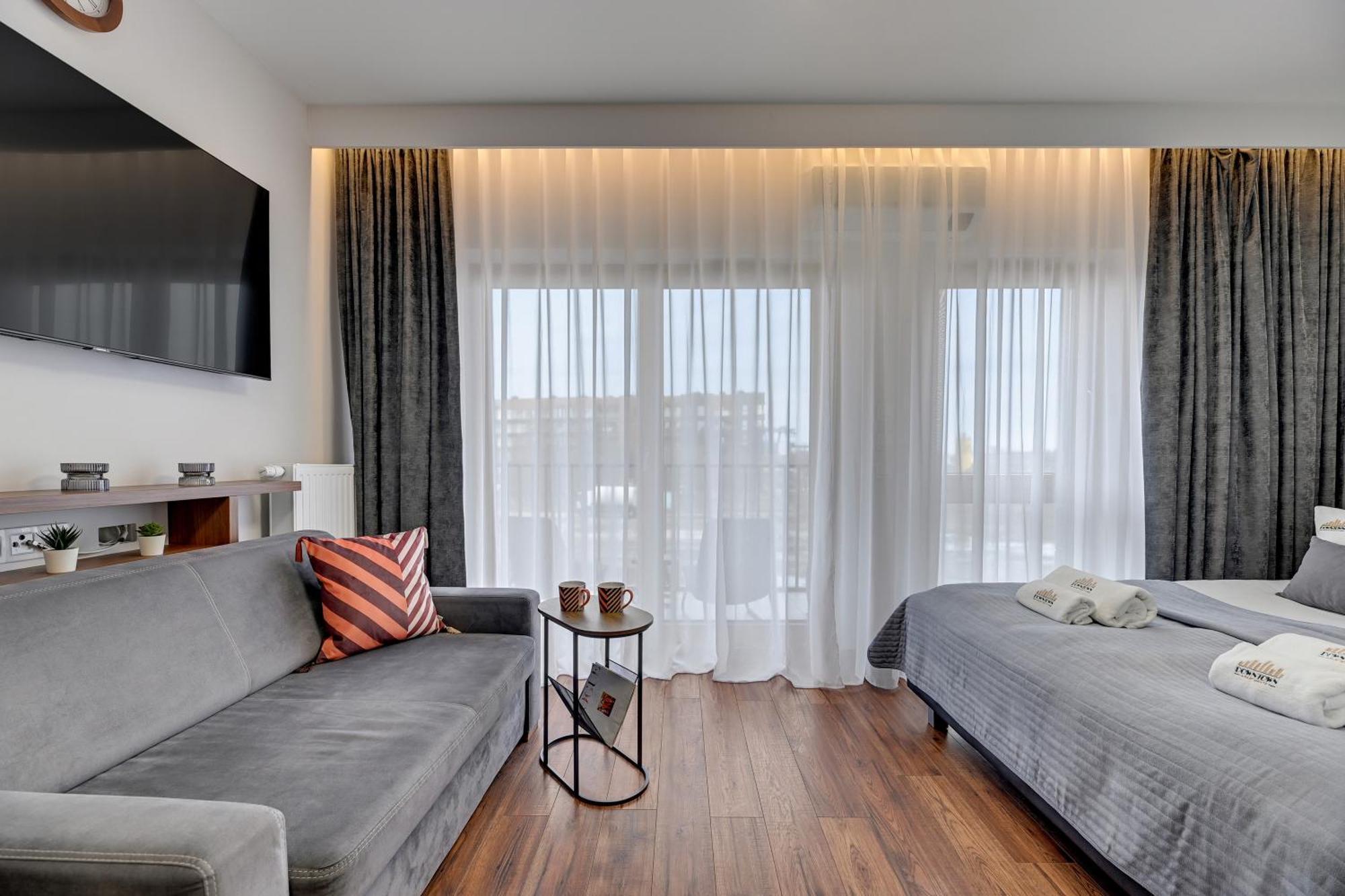 Nadmotlawie Riverside - Sauna, Gym & Parking By Downtown Apartments Gdańsk Rum bild